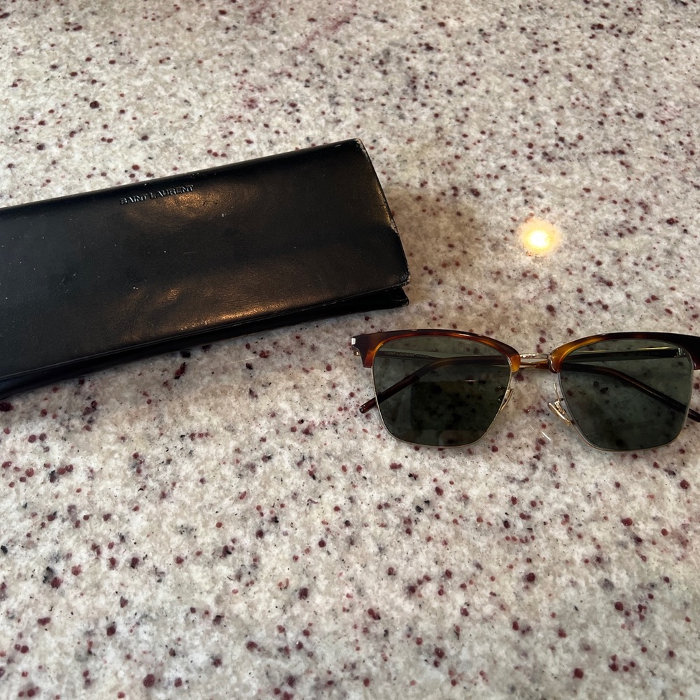 Saint Laurent Havana/Green Tortoise Sunglasses with Black Case SL340-003
